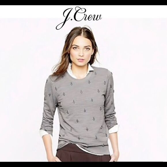 J.crew gray rhinestone Embellished sweatshirt SzXS - Picture 1 of 13